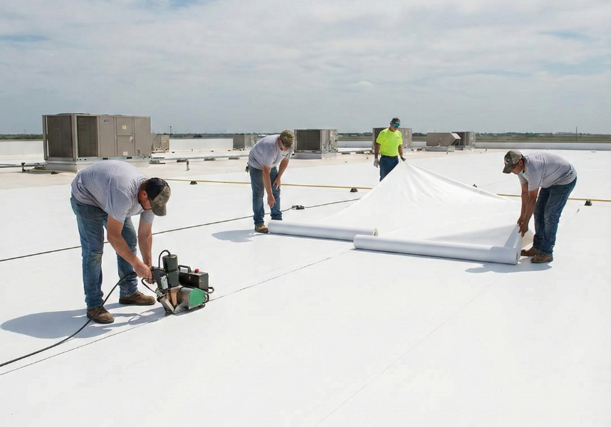 installing commercial flat roof