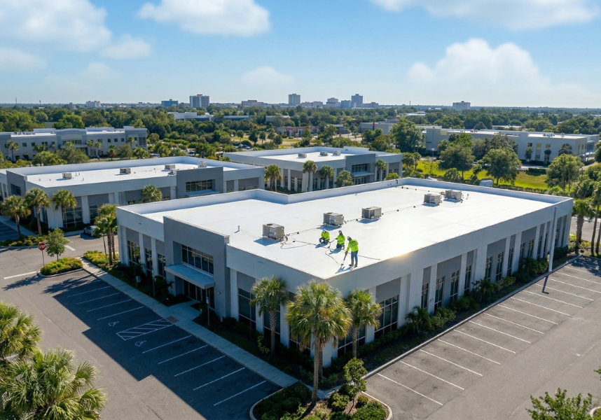commercial building with new roof